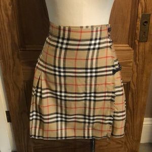 Burberry Plaid Kilt Wrap Skirt